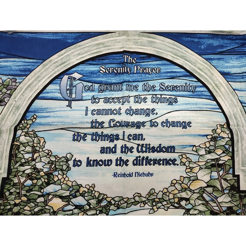 Serenity Prayer Fabric Panel • Waterfall Landscape • Cottagecore‎ • Raw Edge